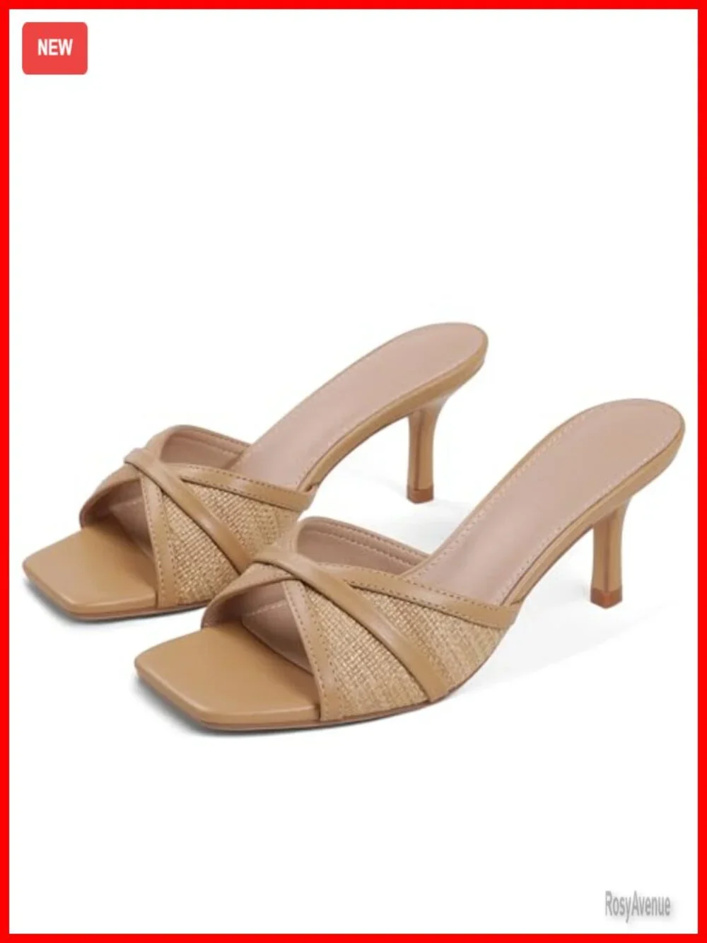 Chic Kitten Heels Women Mesh Heeled Sandals Square Open Toe Mule Comfortable